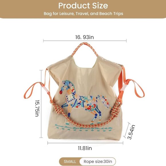 Elegant Large Nylon Tote Bag for Women - Perfect for Beach & Shopping (24"x18") - Picture 5 of 6